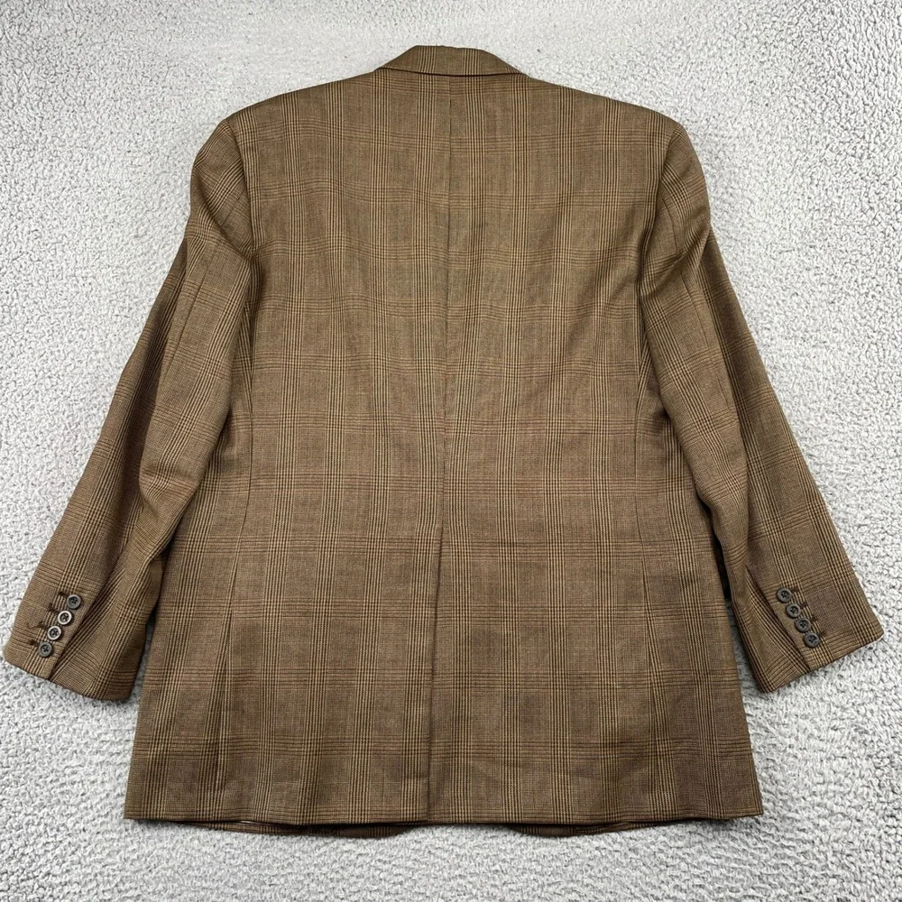 Tom James Sport Coat Mens Brown Glen Plaid Corporate Image Hand Tailored Blazer